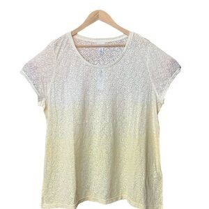 Chico's Sheer Short Sleeve Top in Ombré Yellow and White - Size 3 (US 16)
